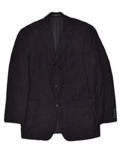 HUGO BOSS Mens 3 Button Blazer Jacket UK 40 Large Navy Blue Pinstripe AL94 - Picture 1 of 4