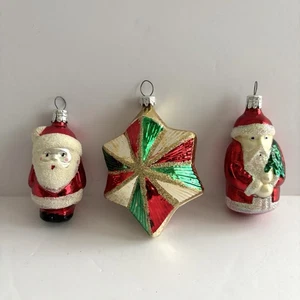 3 Pc Glass Christmas Ornaments Santa & Star Germany Czechoslovakia - Picture 1 of 17
