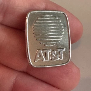 Vintage AT&T Silver Logo Lapel Pin Tie Tack Telecom Employee Badge - Picture 1 of 3