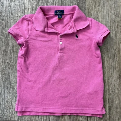 POLO RALPH LAUREN Pink Short Sleeve Polo Shirt Girls Size 6 Preppy School - Image 1 of 4