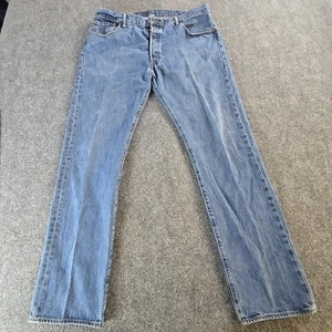 Levis 501 Jeans Mens 38x33 Blue Light Wash Straight Leg Button Fly Modern - Picture 1 of 16