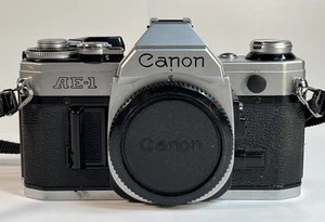 Canon AE-1 35mm SLR Silver Camera Body Only W/ Center Cap Tested Working - Picture 1 of 8