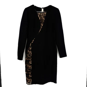 Vestido Vaina Emilio Pucci Inserto de Encaje Manga Larga Negro Italia Cóctel Talla EE. UU. 12 - Imagen 1 de 18