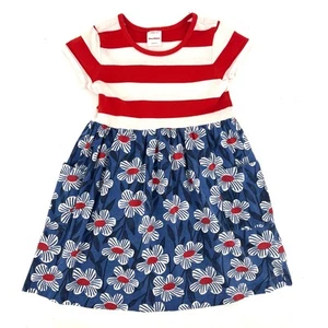 Hanna Andersson Girls Flowers and Stripes Short Sleeve Cotton Dress 110 / US5 - Picture 1 of 5