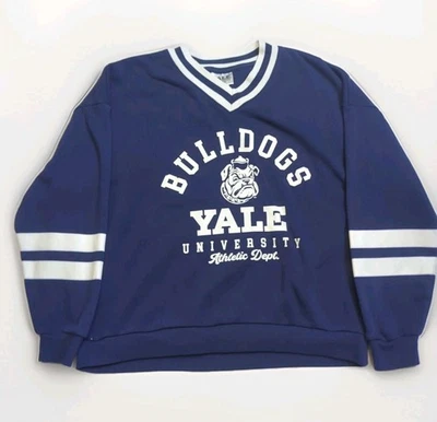 Suéter Para Mujer Yale Bulldogs M Azul Blanco NCAA Sudadera Logo Fútbol Polar Foto 1 de 4