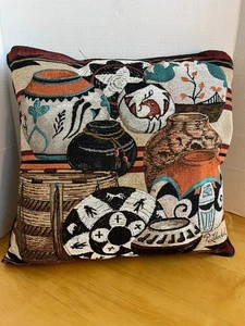 Woven Art Southwest Inspired 16x16 Decorative Pillow Artist signed - Picture 1 of 6
