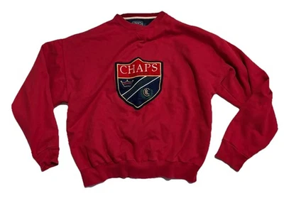 Vintage 90s Chaps Ralph Lauren Crest Logo Sweatshirt Pullover Red Large - Image 1 of 4