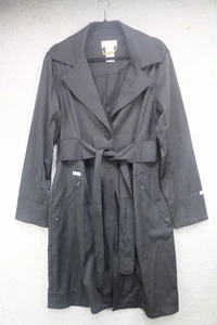 Baby Phat Vtg. Long Black Trench Coat-Large-LOGO-Y2K-90's-Whimsigoth-Water Proof - Picture 1 of 19
