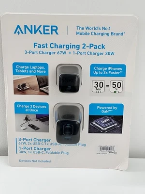 Anker Fast Charging  67W and 30W Wall Chargers with Foldable Plug for Travel - Image 1 of 4