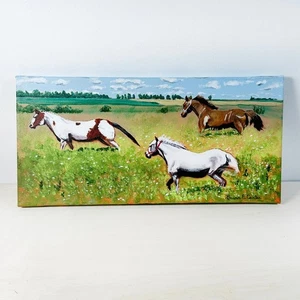 Original Horse Painting Laura E Carter Art Canvas Wall Decor Farmhouse Decor - Picture 1 of 8
