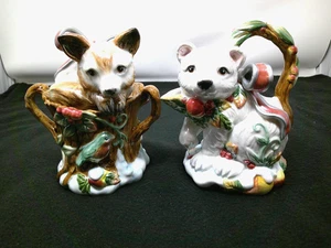 Vintage Fitz and Floyd Classics Enchanted Holiday Cream & Sugar Fox and Polar Bear - Bild 1 von 14