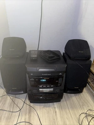 Vtg. 90s SHARP CD-C420 3-Disc CD Dual Cassette AM/FM Stereo w/Speakers & Remote - Image 1 of 4