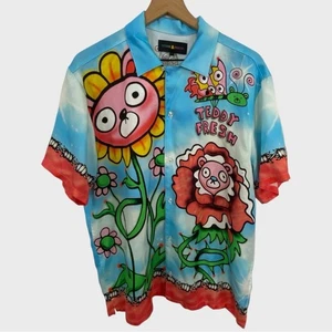Teddy Fresh x Gentle Thrills Multicolor Floral Bear Airbrush Art Shirt Large - Picture 1 of 9