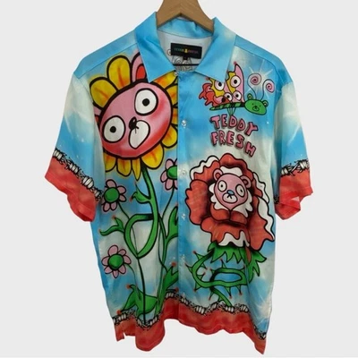 Teddy Fresh x Gentle Thrills Multicolor Floral Bear Airbrush Art Shirt Large - Image 1 of 4