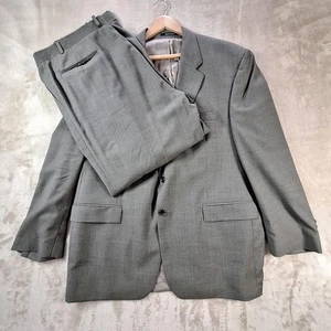 Chaps Ralph Lauren Suit Mens 48R Gray Wool Cashmere Micro Check Single Vent - Picture 1 of 20