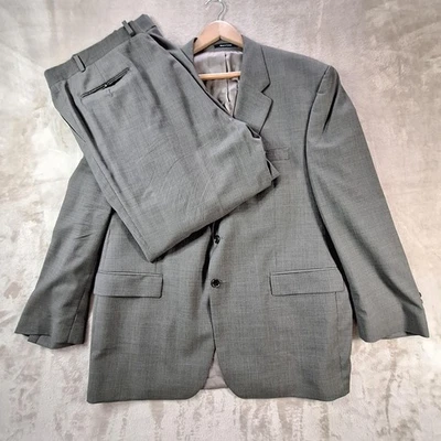 Chaps Ralph Lauren Suit Mens 48R Gray Wool Cashmere Micro Check Single Vent - Image 1 of 4