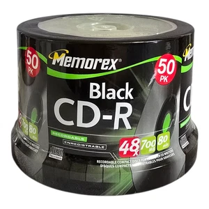 Memorex Recordable CD-R Black 700MB 80 Minute 50 Pack - NEW Factory Sealed! - Picture 1 of 5