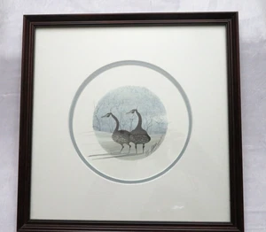 1990 Original Kunst von P Buckley Moss signiert nummeriert freundliches Paar 2 Gänse #952 - Bild 1 von 8