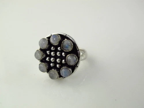 Genuine Moonstone Gemstone Silver Plated Multi Stone Ring Size 6.0   MOR191 - Image 1 of 1