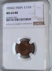 India 1/12 Anna 1934C NGC MS 64 RB