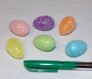 Lote 6 Huevos de Pascua Miniatura Multicolor Brillo Muñeca Escala 1.1" Azul Púrpura - Imagen 1 de 1