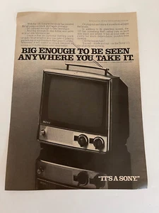 Vintage 1976 Sony Television Print Ad Black And White 115 Portable Television Ad - Picture 1 of 3