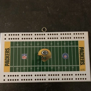 Green Bay Packers 2 Track Wooden Field Shaped Cribbage Board No Pegs - Picture 1 of 5