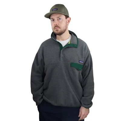 Vintage Patagonia Synchilla Snap-T Pullover Fleece Jacket Mens Large Gray Green - Image 1 of 4