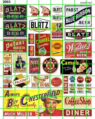 2003 DAVE'S DECALS ASSORTED BEER SIGN WATERSLIDE DECALS GREEN GRID is 1/2" SIZE - Image 1 of 4