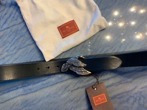 100% AUTHENTIC ETRO GOOSE BUCKLE BLACK LEATHER BELT, SIZE XXL(105), NEW, ITALY - Picture 1 of 9