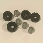 New Lego Set of 4 Light Bluish Gray Wheel 11 mm x 12 mm Black Tire 6014b & 87697