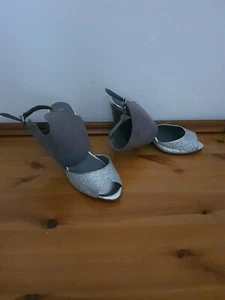 Next Ankle Cuff Silver & Grey Suede Shoes Size 6 Worn Once - Picture 1 of 3