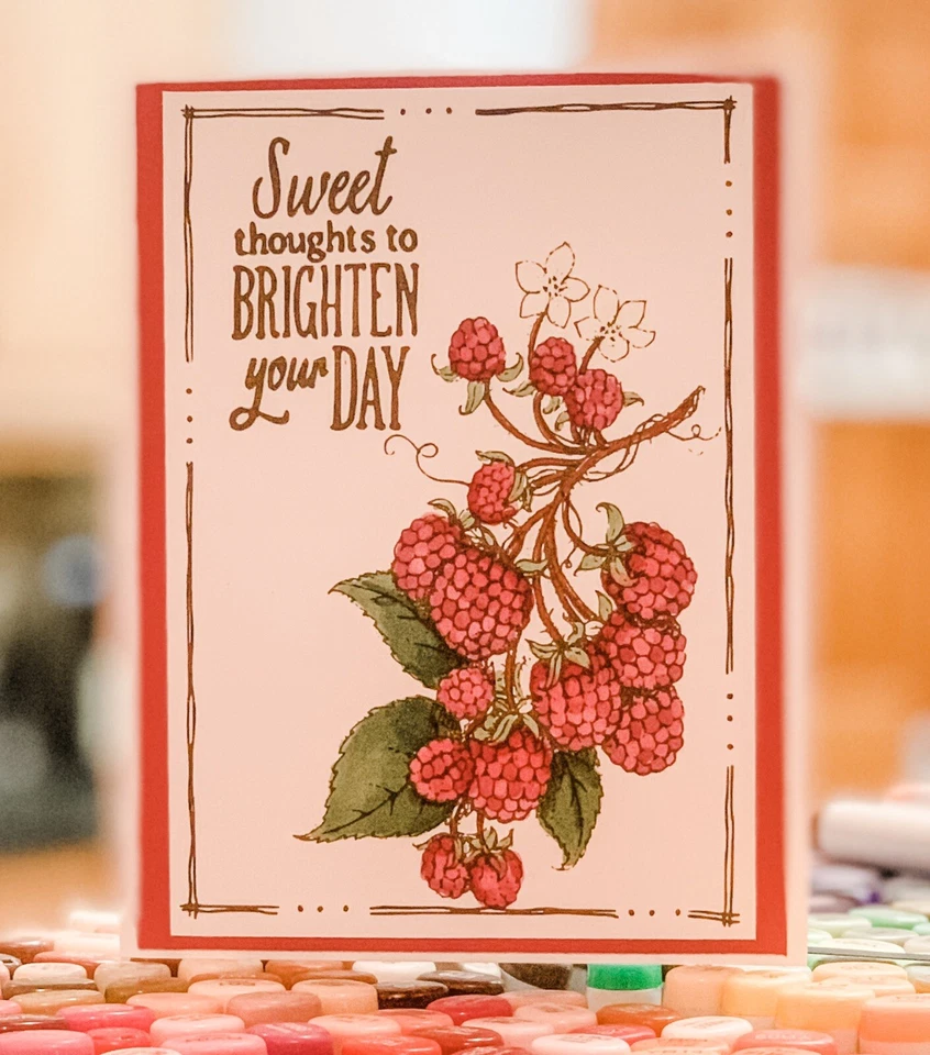 Kit de tarjetas de estampación frambuesas rosa copias Foto 1 de 2