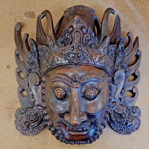 Balinese Barong, Iron Wood Mask, Asian Wall Decor Hand Carved Bali - Picture 1 of 15