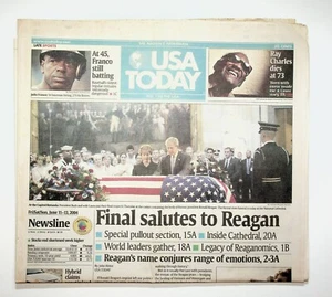 2004 June 11-13 USA Today Newspaper Reagan Funeral George Bush Ray Charles Dies - Picture 1 of 2