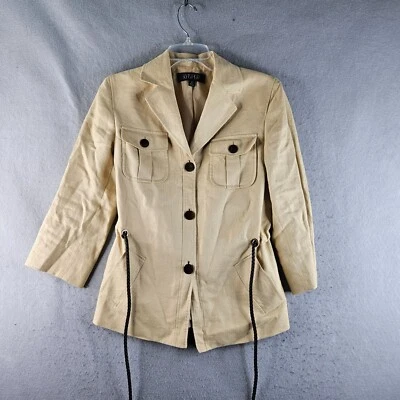 Blazer Kasper de lino para mujer talla 6 forrado con flexión safari chic retro elegante Foto 1 de 4