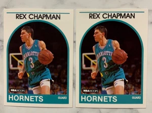 (2) 1989-90 NBA HOOPS REX CHAPMAN ROOKIE CARD #54 LOT NM-MT HORNETS - Picture 1 of 2