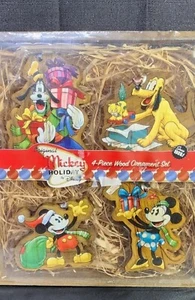 Set addobbi natalizi originali Disney LEGNO DI TOPOLINO - 4 pezzi nuovi con scatola vintage - Foto 1 di 9