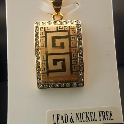 Colgante en tono dorado y estrás símbolo clave G 1,25" sin plomo y níquel BLING NUEVO Foto 1 de 4