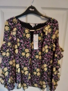 BNWT LADIES DOROTHY PERKINS BILLIE & BLOSSOM PETITE FLOWERY BLOUSE TOP SIZE 14 - Picture 1 of 6