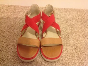 NEW TSUBO ELIAH 1005851~SZ US 9~WOMEN'S SALMON & LT.BROWN LEATHER SANDAL - Picture 1 of 4