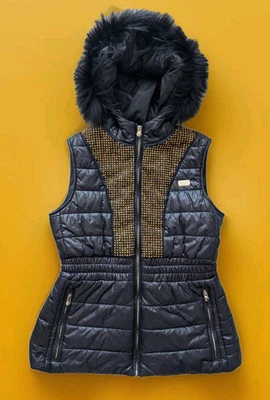 Philipp Plein Junior Niñas Chaleco Acolchado con Capucha Chaqueta Sin Mangas Chaleco Acolchado Esquí Foto 1 de 4