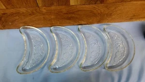 4 Pc Javit Crystal "Vintage" Crescent Salad Or Bone Plates clear glass fruit - Picture 1 of 5