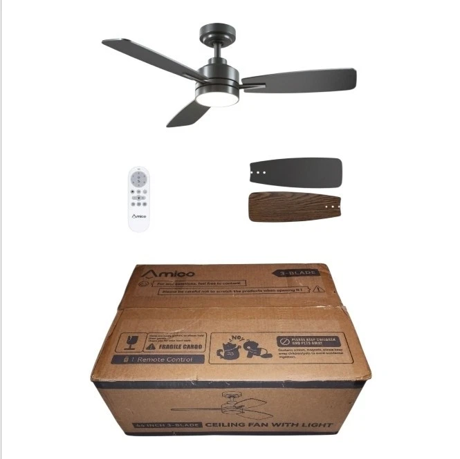 Ceiling Fan 44" Flush Mount Base w/ Remote Reversible 3CCT Dimmable LED w/ Timer - Image 1 of 4
