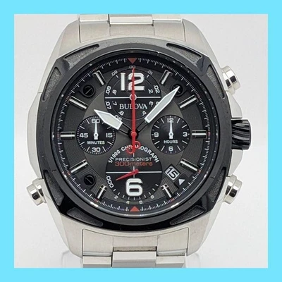 Bulova Precisionist 98B227 Chronograph Watch Stainless Steel Silver Dial - Image 1 of 4