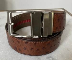 Nexbelt Rowland Thomas Ostrich Brown Leather Dress Golf Belt NEW Cut To Fit. - Picture 1 of 10