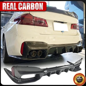 For BMW 5 Series G30 G38 540i M-Sport 2018+ Real Carbon Rear Bumper Diffuser Lip - Picture 1 of 18