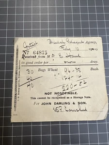 VINTAGE DOCUMENT RECEIPT STATE RIVERS WATER RATE BENDIGO 1914 VICTORIA CARPENTER - Imagen 1 de 2