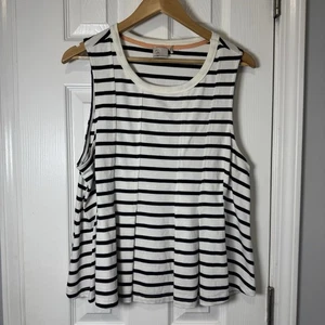 ANTHROPOLOGIE Postal STCL Azul Marino RAYAS PEPLUM TANK talla XL - Imagen 1 de 4