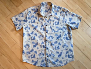 RVCA Shirt Balance Opposites Hawaiian Yin Yang Skull Leopard Mushroom Men L ECNR - Picture 1 of 6